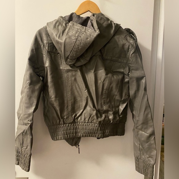 Grey Faux Leather Jacket - Picture 2 of 2